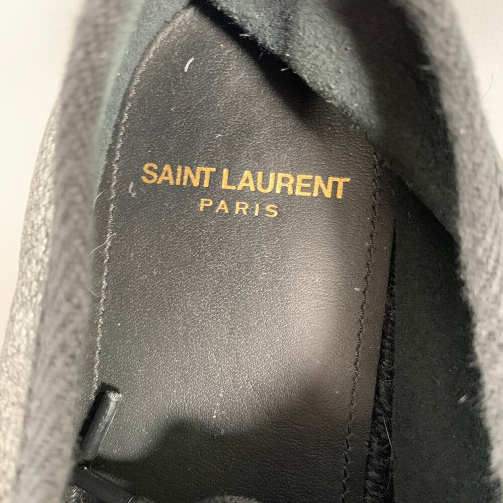 SAINT LAURENT Size 8 Black Crackled Leather Yacht Lace Up Shoes - Picture 8 of 9